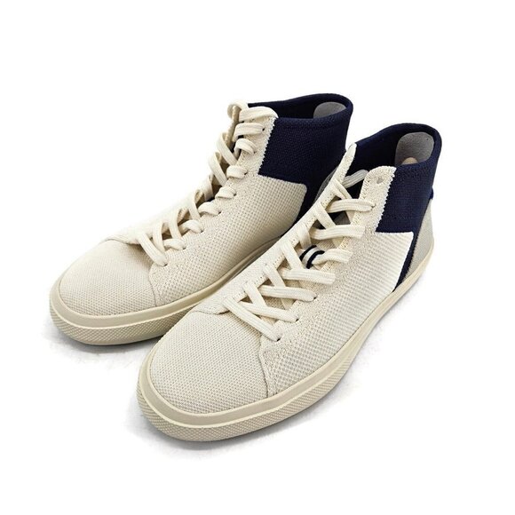 New Rothy's High Tops Mens 9 Hudson Rothys Shoes Off White Navy Blue - Picture 3 of 9